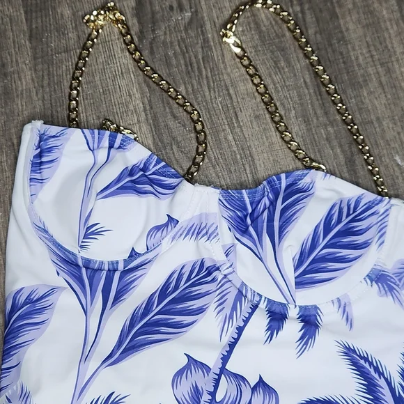 Shein Tropical Underwire Chain Strap Swimsuit - Size Small - Picture 12 of 15